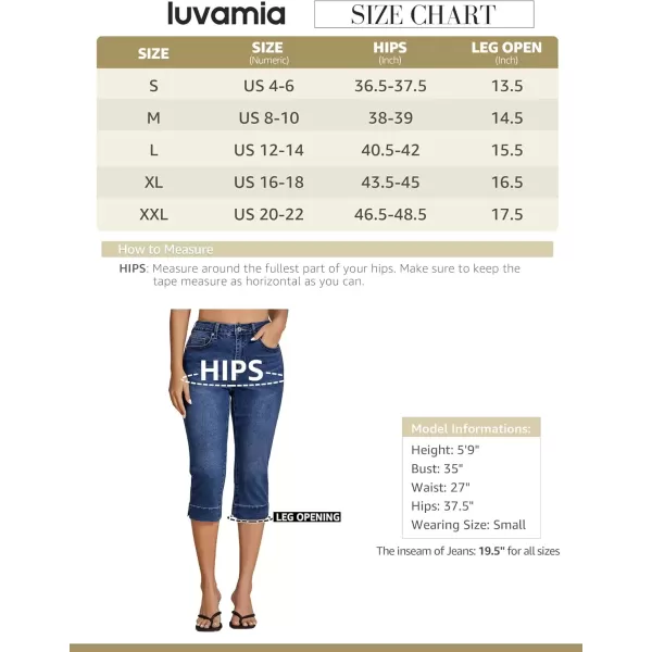 imageluvamia Capri Jeans for Women Trendy High Waisted Slim Split Hem Stretch Denim Jean Capris Cropped Pants Casual SummerDarkness Blue