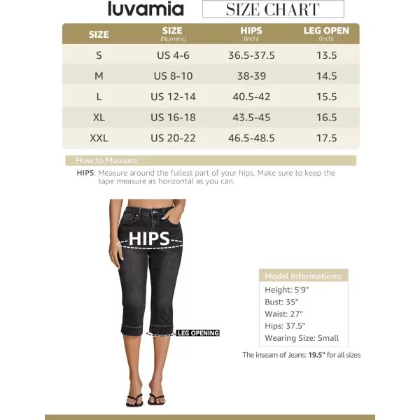 imageluvamia Capri Jeans for Women Trendy High Waisted Slim Split Hem Stretch Denim Jean Capris Cropped Pants Casual SummerWashed Black