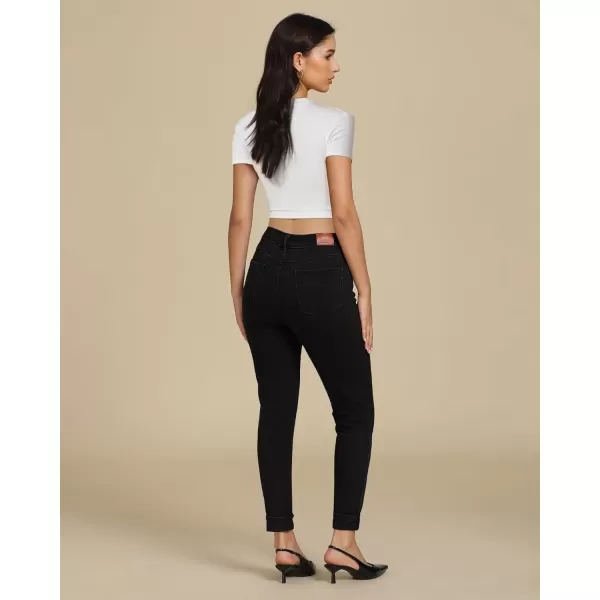 imageluvamia Skinny Jeans for Women Trendy High Waisted Fold Hem Slim Fit Stretchy Denim Pants Jeggings Jeans with PocketsTrue Black