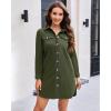 imageluvamia Denim Dress for Women 2024 Jean Spring Dressescowgirl Western Casual Long Sleeve Button Down Dress with PocketsArmy Green