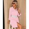 imageluvamia Denim Dress for Women 2024 Jean Spring Dressescowgirl Western Casual Long Sleeve Button Down Dress with PocketsBaby Pink