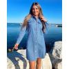 imageluvamia Denim Dress for Women 2024 Jean Spring Dressescowgirl Western Casual Long Sleeve Button Down Dress with PocketsClassic Blue