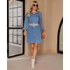 imageluvamia Denim Dress for Women 2024 Jean Spring Dressescowgirl Western Casual Long Sleeve Button Down Dress with PocketsClassic Blue