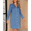 imageluvamia Denim Dress for Women 2024 Jean Spring Dressescowgirl Western Casual Long Sleeve Button Down Dress with PocketsClassic Blue