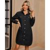 imageluvamia Denim Dress for Women 2024 Jean Spring Dressescowgirl Western Casual Long Sleeve Button Down Dress with PocketsFaded Black