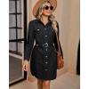 imageluvamia Denim Dress for Women 2024 Jean Spring Dressescowgirl Western Casual Long Sleeve Button Down Dress with PocketsFaded Black