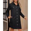 imageluvamia Denim Dress for Women 2024 Jean Spring Dressescowgirl Western Casual Long Sleeve Button Down Dress with PocketsFaded Black