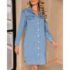 imageluvamia Denim Dress for Women 2024 Jean Spring Dressescowgirl Western Casual Long Sleeve Button Down Dress with PocketsMedium Blue