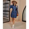 imageluvamia Denim Dress for Women 2024 Jean Spring Dressescowgirl Western Casual Long Sleeve Button Down Dress with PocketsTwilight Blue