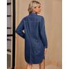 imageluvamia Denim Dress for Women 2024 Jean Spring Dressescowgirl Western Casual Long Sleeve Button Down Dress with PocketsTwilight Blue