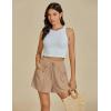 imageluvamia Linen Shorts for Women Trendy High Waisted Casual Summer Pull On Drawstring Beach Loost Fit Shorts with PocketsAlmond