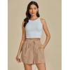 imageluvamia Linen Shorts for Women Trendy High Waisted Casual Summer Pull On Drawstring Beach Loost Fit Shorts with PocketsAlmond