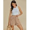 imageluvamia Linen Shorts for Women Trendy High Waisted Casual Summer Pull On Drawstring Beach Loost Fit Shorts with PocketsAlmond