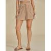 imageluvamia Linen Shorts for Women Trendy High Waisted Casual Summer Pull On Drawstring Beach Loost Fit Shorts with PocketsAlmond