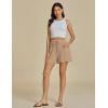 imageluvamia Linen Shorts for Women Trendy High Waisted Casual Summer Pull On Drawstring Beach Loost Fit Shorts with PocketsAlmond