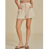 imageluvamia Linen Shorts for Women Trendy High Waisted Casual Summer Pull On Drawstring Beach Loost Fit Shorts with PocketsBeige