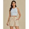 imageluvamia Linen Shorts for Women Trendy High Waisted Casual Summer Pull On Drawstring Beach Loost Fit Shorts with PocketsBeige