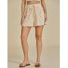 imageluvamia Linen Shorts for Women Trendy High Waisted Casual Summer Pull On Drawstring Beach Loost Fit Shorts with PocketsBeige