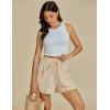 imageluvamia Linen Shorts for Women Trendy High Waisted Casual Summer Pull On Drawstring Beach Loost Fit Shorts with PocketsBeige