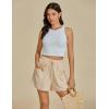 imageluvamia Linen Shorts for Women Trendy High Waisted Casual Summer Pull On Drawstring Beach Loost Fit Shorts with PocketsBeige