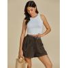 imageluvamia Linen Shorts for Women Trendy High Waisted Casual Summer Pull On Drawstring Beach Loost Fit Shorts with PocketsCoffee Brown