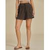 imageluvamia Linen Shorts for Women Trendy High Waisted Casual Summer Pull On Drawstring Beach Loost Fit Shorts with PocketsCoffee Brown