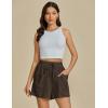 imageluvamia Linen Shorts for Women Trendy High Waisted Casual Summer Pull On Drawstring Beach Loost Fit Shorts with PocketsCoffee Brown