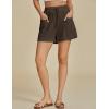 imageluvamia Linen Shorts for Women Trendy High Waisted Casual Summer Pull On Drawstring Beach Loost Fit Shorts with PocketsCoffee Brown