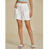 imageluvamia Linen Shorts for Women Trendy High Waisted Casual Summer Pull On Drawstring Beach Loost Fit Shorts with PocketsCream White