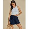 imageluvamia Linen Shorts for Women Trendy High Waisted Casual Summer Pull On Drawstring Beach Loost Fit Shorts with PocketsNavy Blue