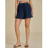 imageluvamia Linen Shorts for Women Trendy High Waisted Casual Summer Pull On Drawstring Beach Loost Fit Shorts with PocketsNavy Blue