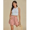 imageluvamia Linen Shorts for Women Trendy High Waisted Casual Summer Pull On Drawstring Beach Loost Fit Shorts with PocketsPink