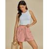 imageluvamia Linen Shorts for Women Trendy High Waisted Casual Summer Pull On Drawstring Beach Loost Fit Shorts with PocketsPink