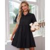 imageluvamia Shirt Dresses for Women Button Down Babydoll Collared Swing A Line Short Tunic DressBlack