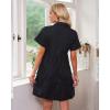 imageluvamia Shirt Dresses for Women Button Down Babydoll Collared Swing A Line Short Tunic DressBlack