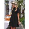 imageluvamia Shirt Dresses for Women Button Down Babydoll Collared Swing A Line Short Tunic DressBlack