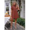 imageluvamia Shirt Dresses for Women Button Down Babydoll Collared Swing A Line Short Tunic DressBurnt Ochre