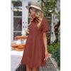 imageluvamia Shirt Dresses for Women Button Down Babydoll Collared Swing A Line Short Tunic DressBurnt Ochre