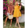 imageluvamia Shirt Dresses for Women Button Down Babydoll Collared Swing A Line Short Tunic DressBurnt Ochre