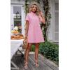 imageluvamia Shirt Dresses for Women Button Down Babydoll Collared Swing A Line Short Tunic DressCandy Pink