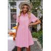 imageluvamia Shirt Dresses for Women Button Down Babydoll Collared Swing A Line Short Tunic DressCandy Pink
