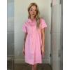 imageluvamia Shirt Dresses for Women Button Down Babydoll Collared Swing A Line Short Tunic DressCandy Pink