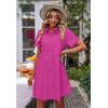 imageluvamia Shirt Dresses for Women Button Down Babydoll Collared Swing A Line Short Tunic DressHot Pink