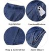 imageluvamia Jean Skirts for Women Denim Mini Trendy High Waisted Stretchy Asymmetrical Faux Wrap Short Skirt with PocketsClassic Blue