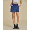 imageluvamia Jean Skirts for Women Denim Mini Trendy High Waisted Stretchy Asymmetrical Faux Wrap Short Skirt with PocketsClassic Blue