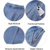 imageluvamia Jean Skirts for Women Denim Mini Trendy High Waisted Stretchy Asymmetrical Faux Wrap Short Skirt with PocketsCool Blue