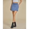 imageluvamia Jean Skirts for Women Denim Mini Trendy High Waisted Stretchy Asymmetrical Faux Wrap Short Skirt with PocketsCool Blue