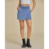 imageluvamia Jean Skirts for Women Denim Mini Trendy High Waisted Stretchy Asymmetrical Faux Wrap Short Skirt with PocketsCool Blue