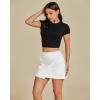 imageluvamia Jean Skirts for Women Denim Mini Trendy High Waisted Stretchy Asymmetrical Faux Wrap Short Skirt with PocketsCream White