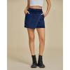 imageluvamia Jean Skirts for Women Denim Mini Trendy High Waisted Stretchy Asymmetrical Faux Wrap Short Skirt with PocketsDarkness Blue